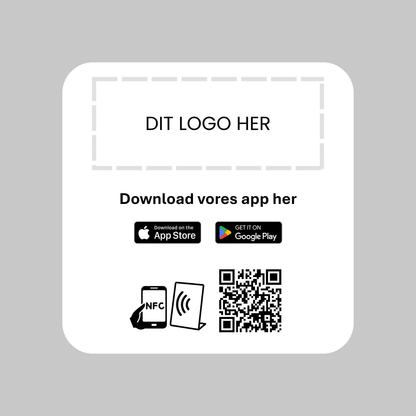 Pad til Download App med NFC og QR kode – fås med eget logo for et professionelt og personligt udtryk.