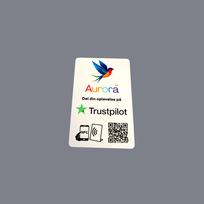 NFC kort til Trustpilot anmeldelser med QR kode
