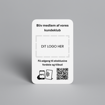 Kort til Kundeklub med NFC og QR kode – fås med eget logo for et professionelt og personligt udtryk.