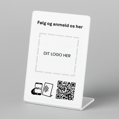 Bordstander til MultiLink med NFC og QR kode – fås med eget logo for et professionelt og personligt udtryk.