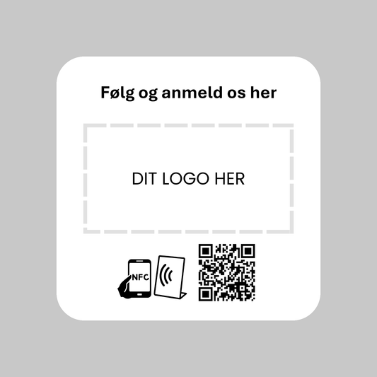Selvklæbende Pad til MultiLink med NFC og QR kode – fås med eget logo for et professionelt og personligt udtryk.
