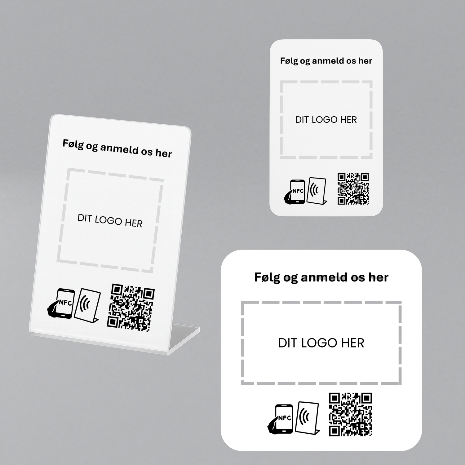 Pakke til MultiLink med NFC og QR kode – fås med eget logo for et professionelt og personligt udtryk.