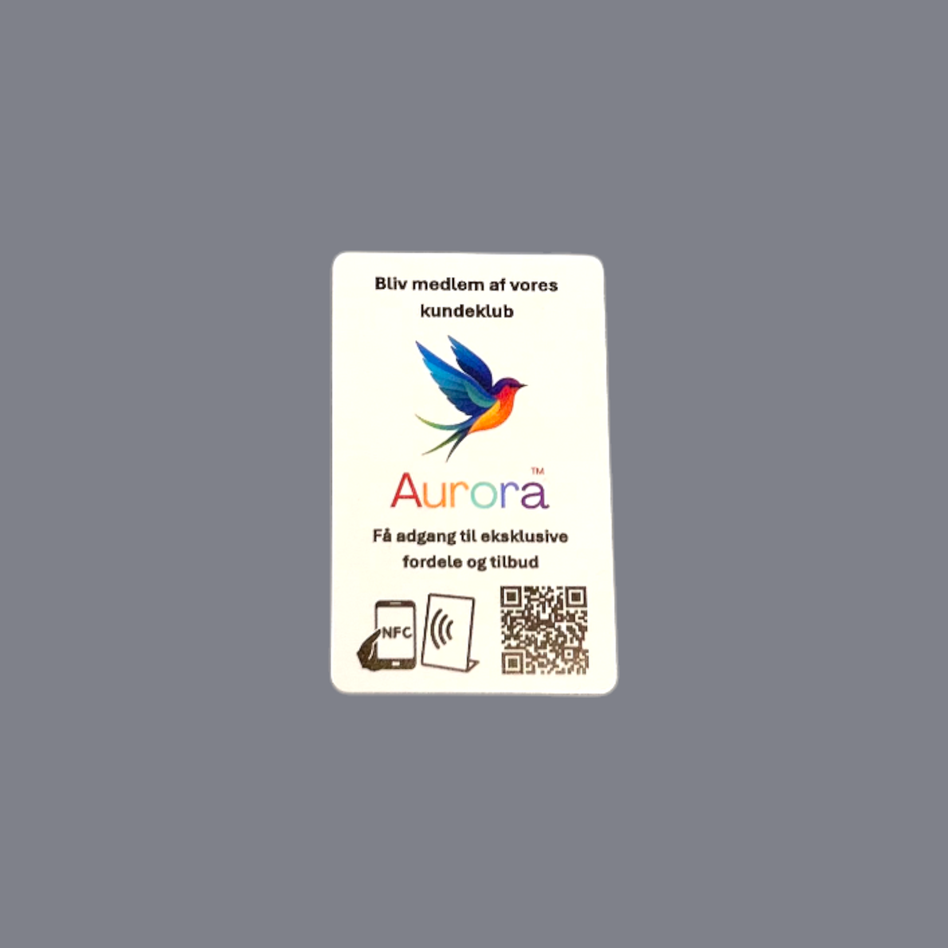 NFC kort med QR kode og eget logo til at få tilmeldinger til kundeklub