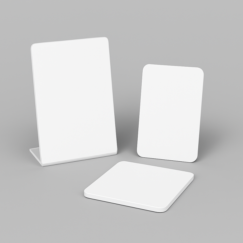 Blank bordstander, kort og selvklæbende pad med NFC