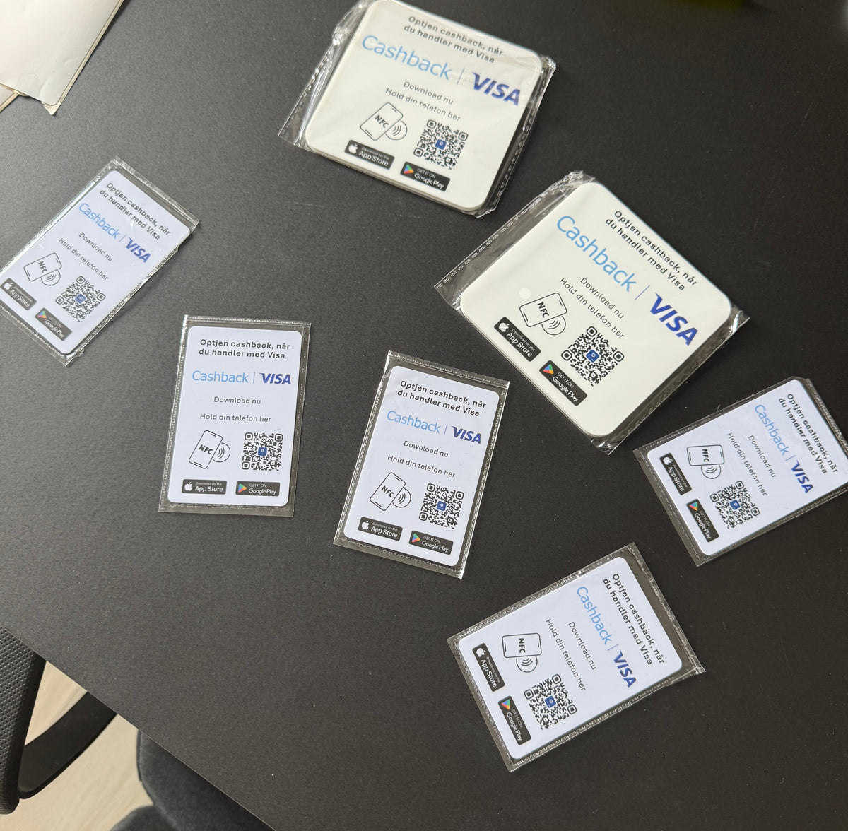 TAPNFC.dk produkter med CashbackmedVisa's logo