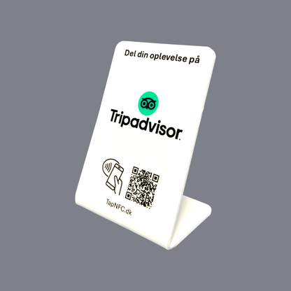 NFC bordstander til Tripadvisor med QR kode